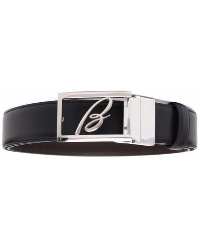 Brioni Logo-Plaque Leather Belt - Black