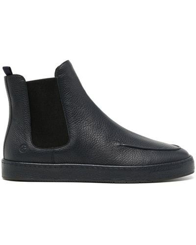 Giorgio Armani Pebbled Leather Ankle Boots - Black