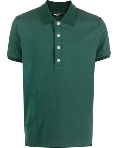 Balmain Green Cotton Polo Shirt