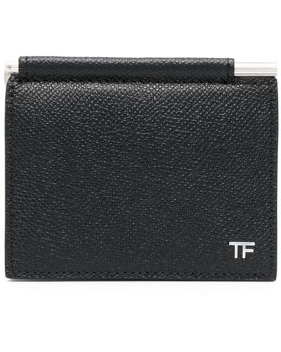 Tom Ford Monogram-plaque Leather Wallet - Black