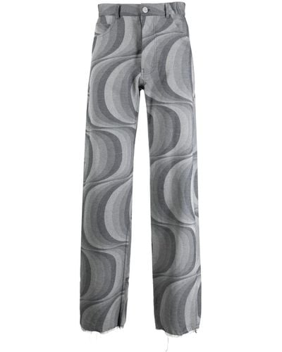 JORDANLUCA Geometric-pattern Faded Pants - Gray