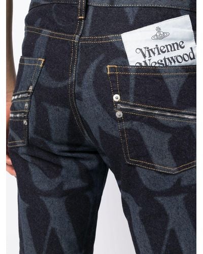 Vivienne Westwood Alphabet Print Slim-fit Jeans - Blue