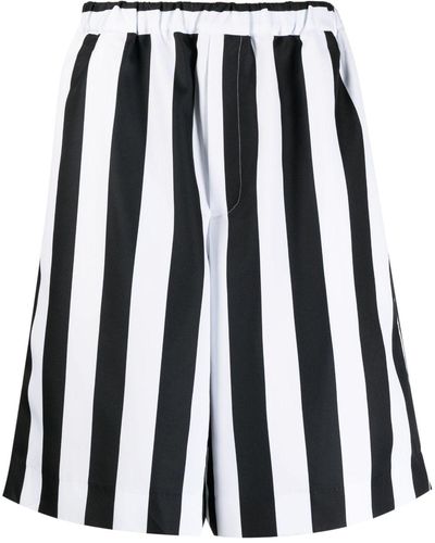 COMME DES GARÇON BLACK Striped-print Knee-length Shorts - Black