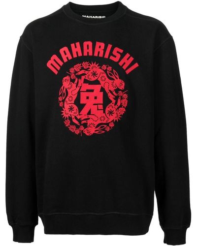 Maharishi Logo-print Long-sleeve Sweatshirt - Black