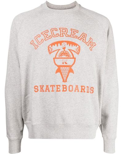 ICECREAM Logo-print Crew Neck Sweater - Gray