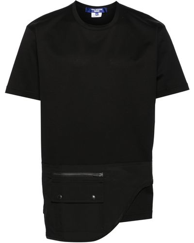 Junya Watanabe Draped-Panel Cotton T-Shirt - Black