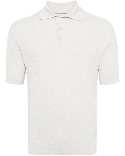 Brunello Cucinelli Knitted Cotton Polo Shirt - White