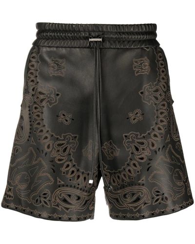 Amiri Bandana Leather Shorts - Black