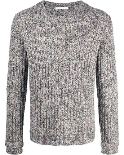 Helmut Lang Ribbed Speckle Knit Sweater - Gray