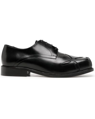 STEFAN COOKE Embroidered-detail Leather Derby Shoes - Black