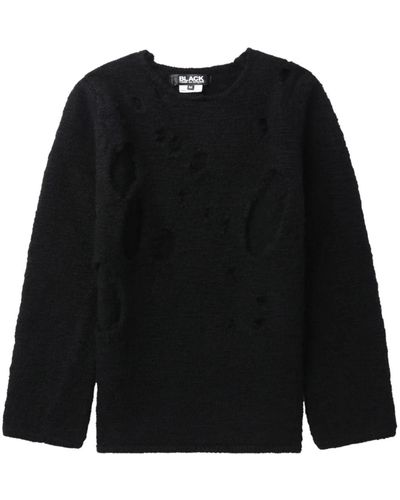 COMME DES GARÇON BLACK Distressed-effect Wool Sweater - Black
