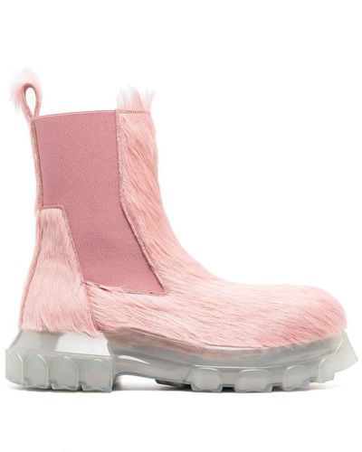 Rick Owens Beatle Bozo Tractor Leather Chelsea Boots - Pink