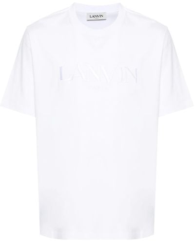 Lanvin Logo-Embroidered Cotton T-Shirt - White