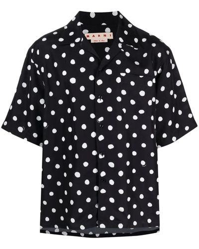 Marni Polka-dot Print Short-sleeved Shirt - Black