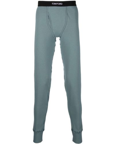 Tom Ford Logo-Waistband Cotton Lounge Trousers - Blue