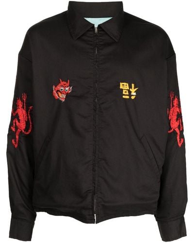 SAINT Mxxxxxx Graphic-embroidered Shirt Jacket - Black