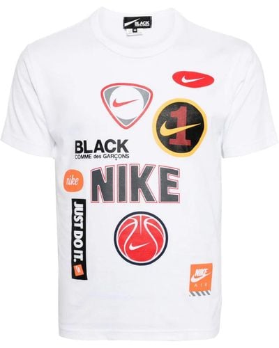COMME DES GARÇON BLACK X Nike Logo-Print Cotton T-Shirt - White