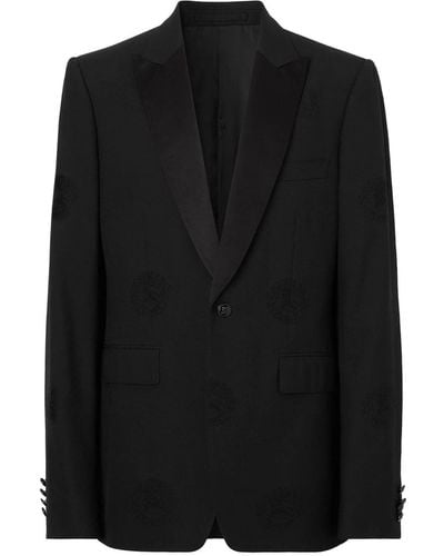 Burberry Oak Leaf Crest Jacquard Tuxedo Jacket - Black