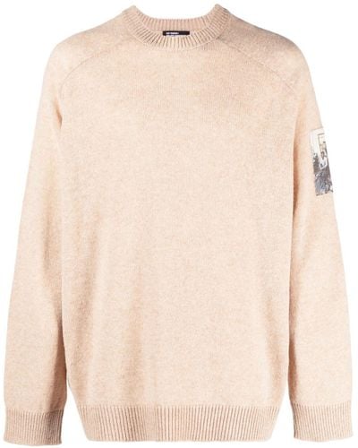 Raf Simons Patch-detail Long-sleeve Sweater - Natural