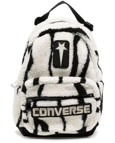 Rick Owens Logo-Patch Fleece-Texture Backpack - White