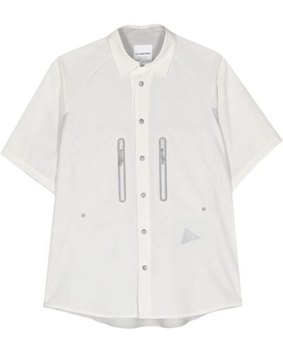 and wander Ripstop-Detail Short-Sleeve Shirt - White