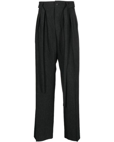 Visvim Pinstripe Wool Tailored Pants - Black