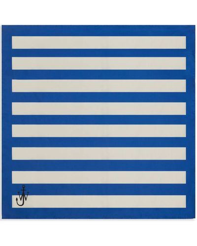JW Anderson Striped Silk Scarf - Blue
