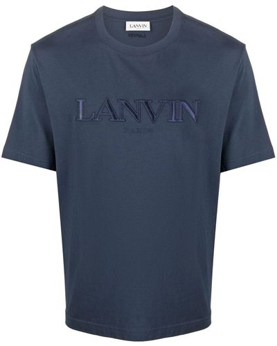 Lanvin Embroidered-logo Short-sleeved T-shirt - Blue