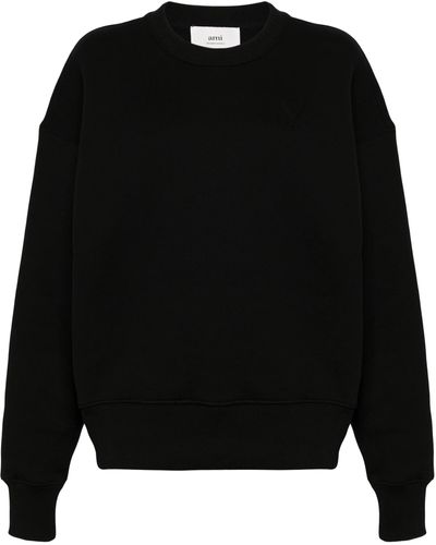 Ami Paris Ami De Coeur-embossed Sweatshirt - Black