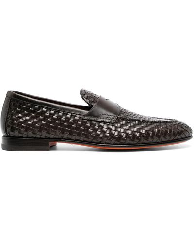 Santoni Interwoven-Design Loafers - Black
