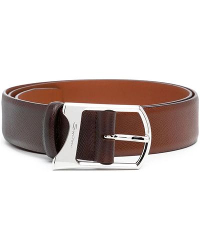 Santoni Buckled Leather Belt - Brown