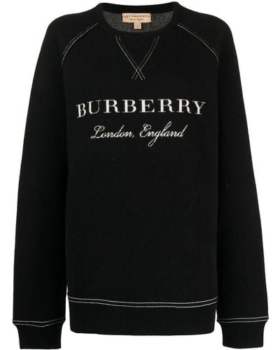 Burberry Intarsia-knit Logo Sweater - Black