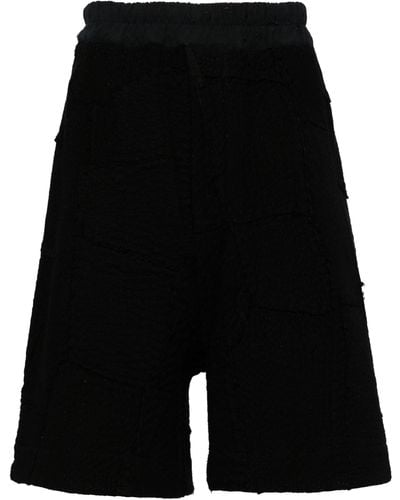 By Walid Elasticated-waistband Cotton Shorts - Black