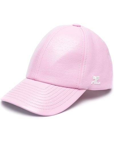 Courreges Logo-embroidered Grained-texture Cap - Pink