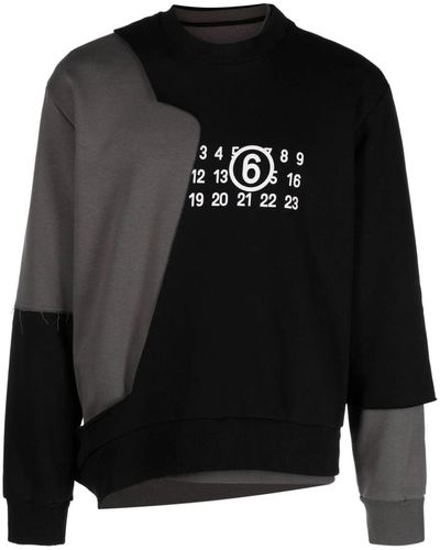 MM6 by Maison Martin Margiela Numbers-Print Layered Sweatshirt - Black