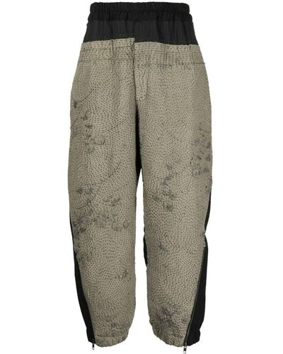 By Walid Two-tone Layered Track Trousers - Green