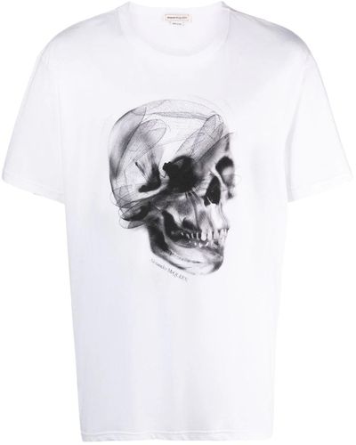 Alexander McQueen Skull-Print Cotton T-Shirt - White