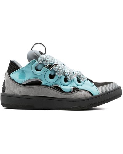 Lanvin Curb Leather Sneakers - Blue