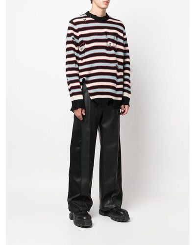 Charles Jeffrey Distressed-Effect Striped Jumper - Multicolour