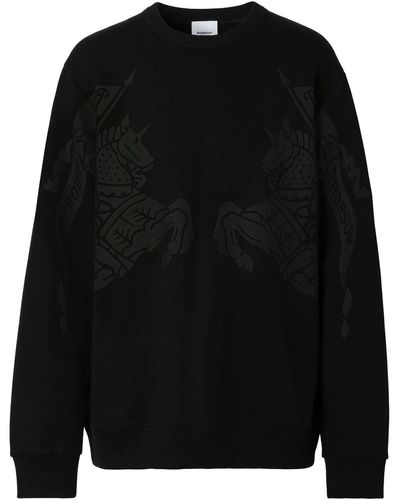Burberry Ekd-print Cotton Sweatshirt - Black