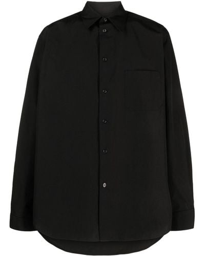 Yohji Yamamoto Chest-pocket Long-sleeved Shirt - Black