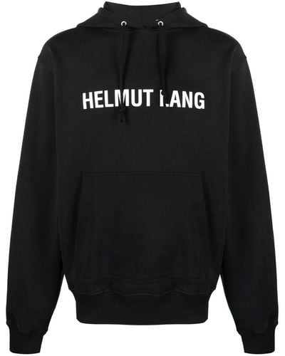 Helmut Lang Logo-Print Cotton Hoodie - Black