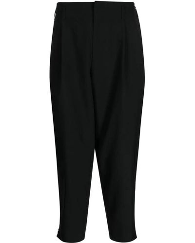COMME DES GARÇON BLACK Tapered-leg Cropped Wool Pants - Black