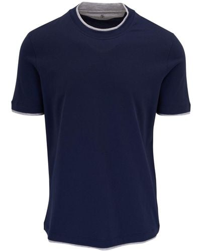 Brunello Cucinelli Crew-neck Cotton T-shirt - Blue