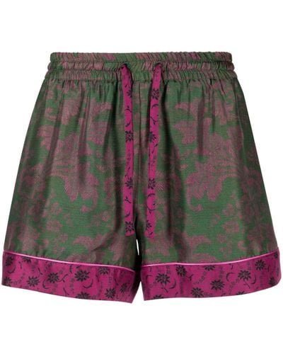 Pierre Louis Mascia Printed Elasticated Silk Shorts - Multicolor