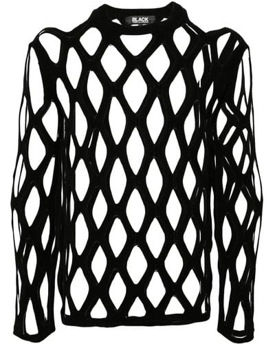 COMME DES GARÇON BLACK Open-Knit Crew-Neck Sweater - Black