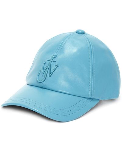 JW Anderson Anchor Logo-embroidered Leather Cap - Blue