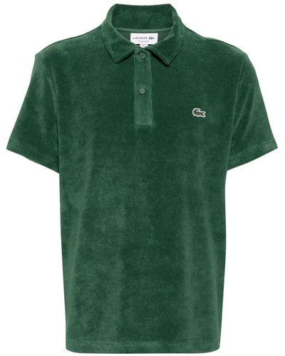 Lacoste Logo-appliqué Velvet Polo Shirt - Green