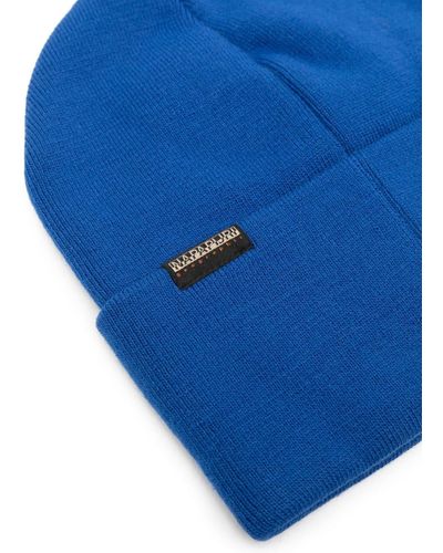 Napapijri Logo-patch Knitted Beanie - Blue