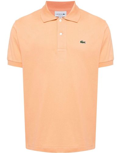 Lacoste Logo-applique Striped Cotton Polo - Orange